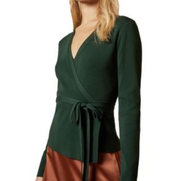 Ted Baker London Sweaters - Ted Baker Gworji wrap sweater knit stretch hunter forest green long sleeve 10 M